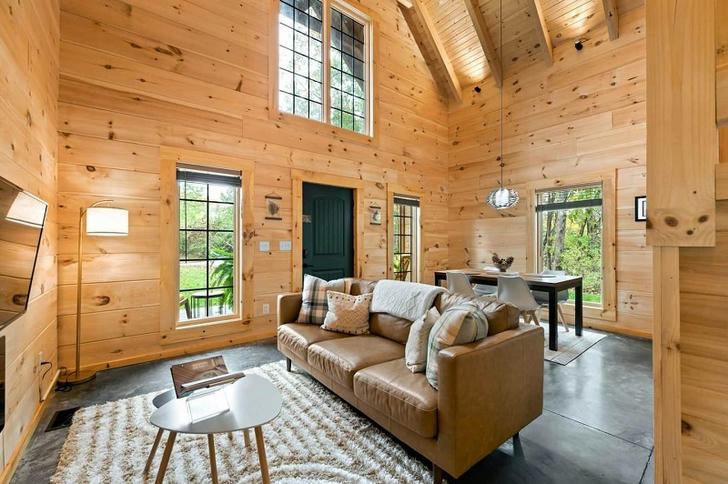 Log cabin living room