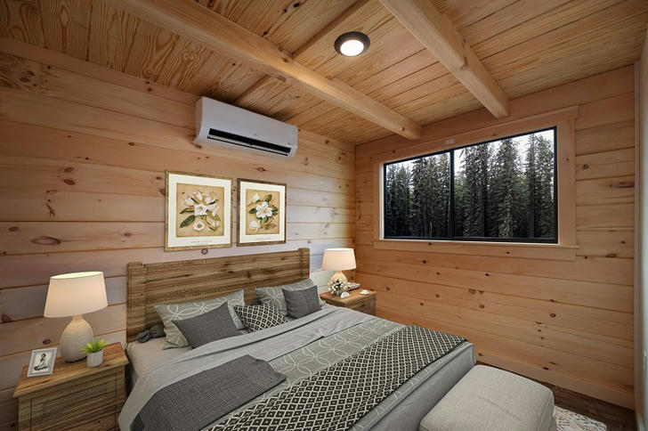 modern cabin bedroom
