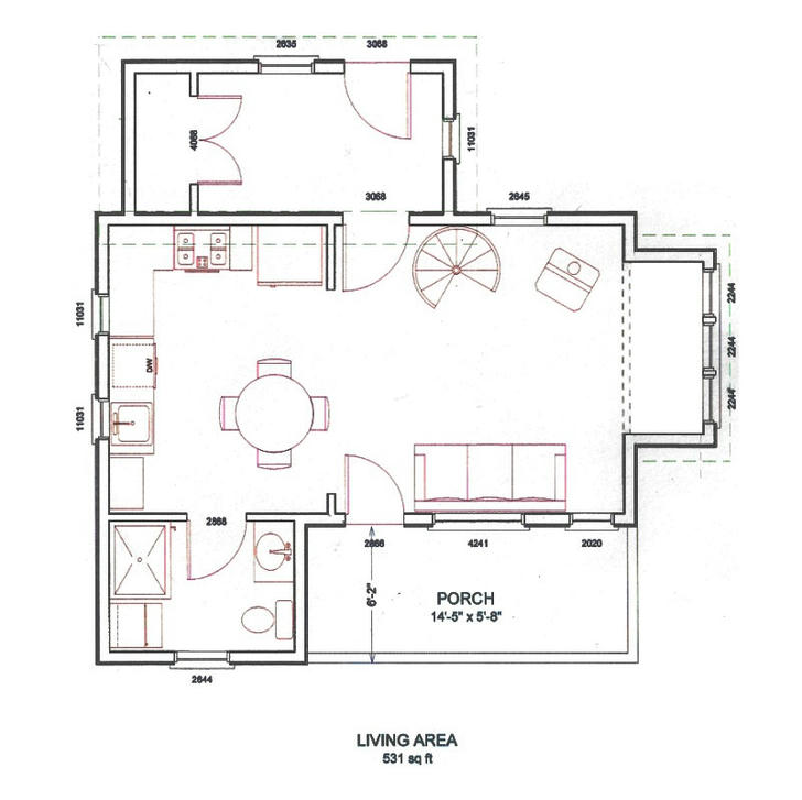 Remodeled cabin floor plan