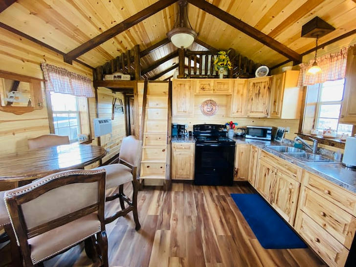 log cabin living room